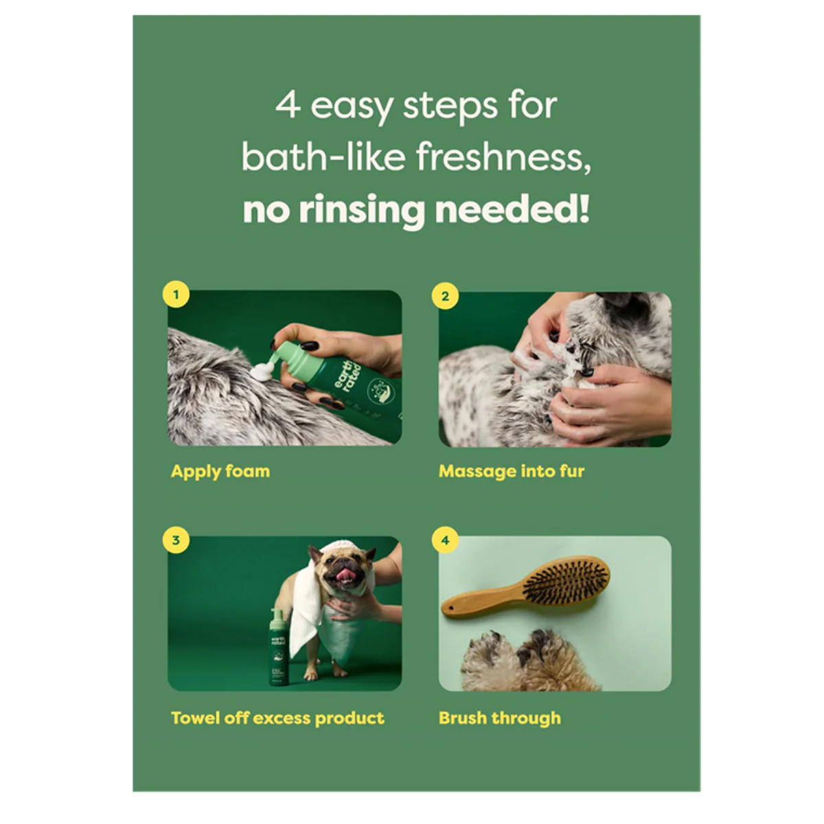 Earth Rated® No-Rinse Foaming Dog Shampoo, White Tea & Basil Scent, 7 oz - Image 3