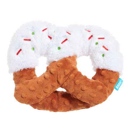 White Christmas Pretzel Plush Tug Dog Toy - Image 2